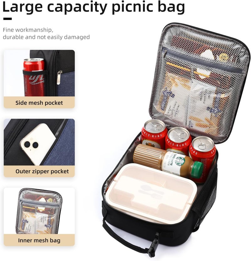 Lovoeo AYEANY Lunch box Lunch bag for men women Lunchbox Lunch bags Insulated Lunch bag Lunch box cooler (Thicken navy blue), Large - Image 4